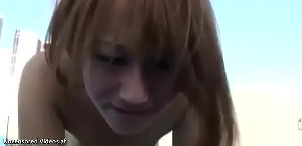  Japanese horny redhead loves outdoor sex